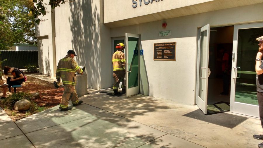 Visalia Fire Department responds to the fire at the Sycamore building