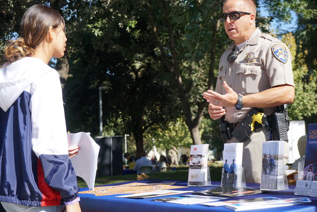 [CHP is] Here to spread the word about the career opportunities in need of officers. said CHP officer Steve Beal of the Visalia office