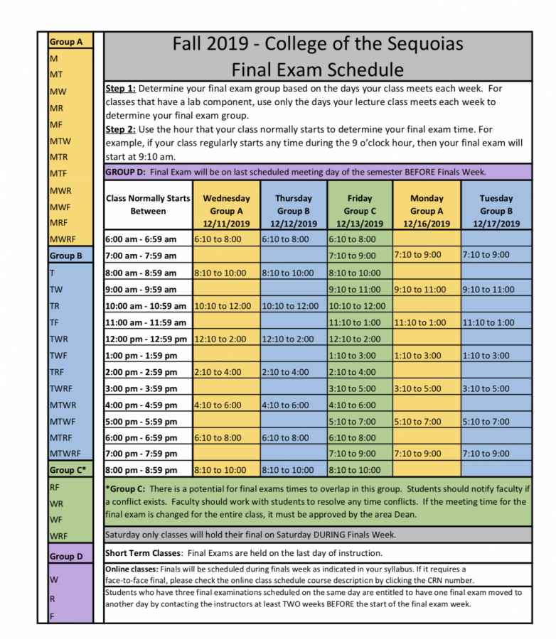 Featured Photo: Final Exam Schedule Fall 2019