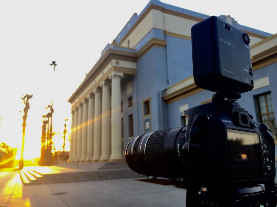 My Canon T5 near the Hanford Civic Auditorium for a story on City Council meeting on Tuesday March 27, 2018. (Louie Vale/ March 27th, 2018, Hanford.