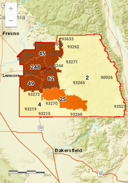 Map Tracking COVID19 in Tulare County The Campus