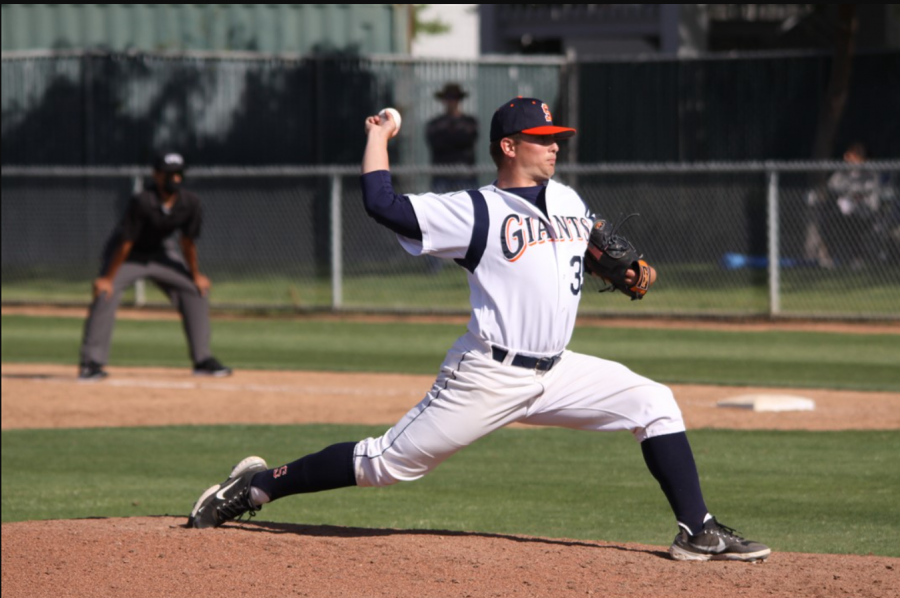 Sequoias pitcher warming up before the game