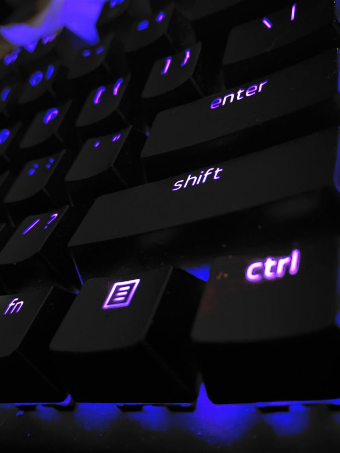 Keyboard lit up for gaming